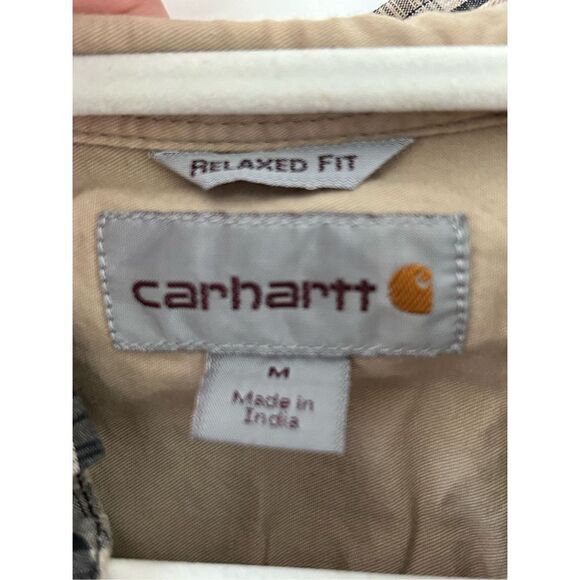 Carhartt Long Sleeve Button Down Relaxed Fit Plaid Shirt Men's Black Medium - Picture 4 of 6